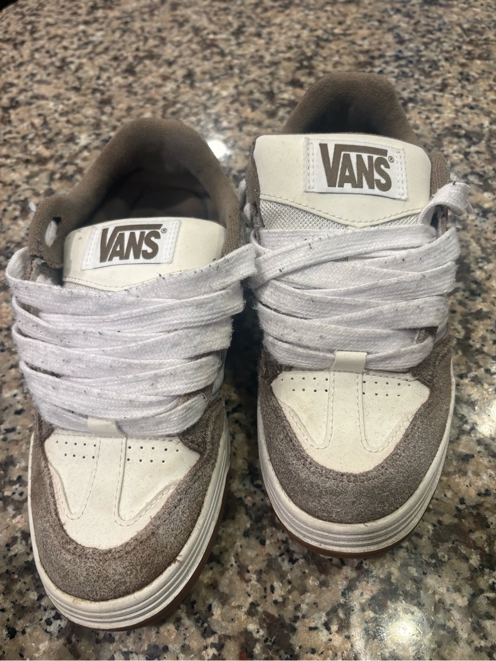 Vans Two-Tone White and Brown Low-Top Sneakers